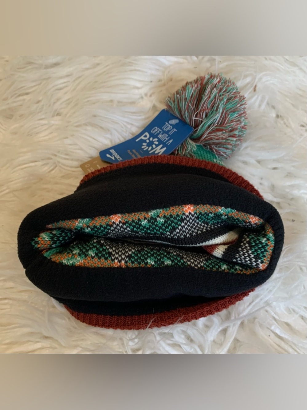 Brooks Running Run Merry Pom Beanie Red Green One Size - Picture 3 of 8